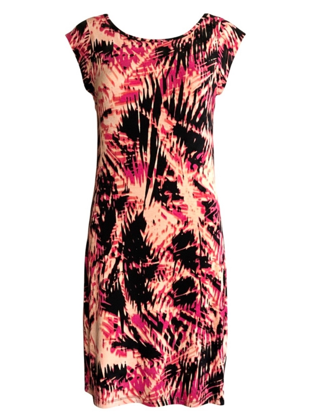 Apt. 9  Black and Fuchsia Jersey Knit Abstract Print Dress M